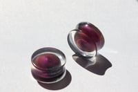 Image 1 of 25MM 1" Plugs - Epoxy Resin Plugs - PAIR - Dome Design (Pink, Black) One of a kind - Stretched Ears