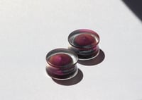 Image 2 of 25MM 1" Plugs - Epoxy Resin Plugs - PAIR - Dome Design (Pink, Black) One of a kind - Stretched Ears