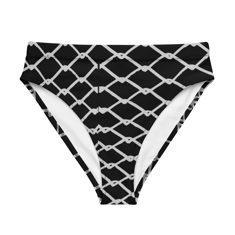 Hole in fence high-waisted bikini bottom