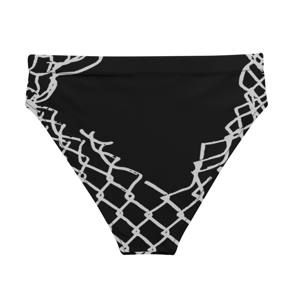 Hole in fence high-waisted bikini bottom