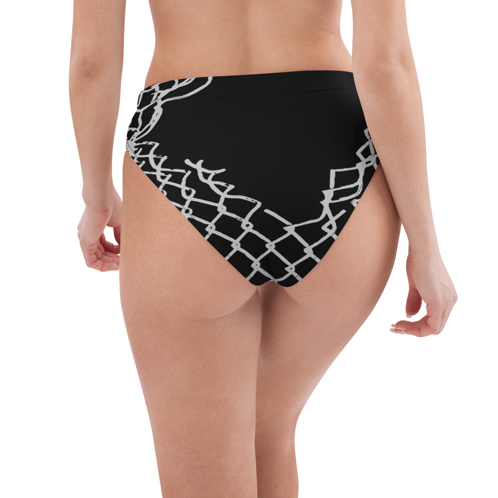 Hole in fence high-waisted bikini bottom