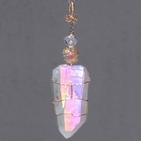 Image 3 of Large Angel Aura Quartz Crystal 14k GF Wire Wrap Pendant