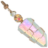 Image 1 of Large Angel Aura Quartz Crystal 14k GF Wire Wrap Pendant