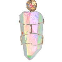 Image 2 of Large Angel Aura Quartz Crystal 14k GF Wire Wrap Pendant