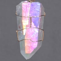 Image 5 of Large Angel Aura Quartz Crystal 14k GF Wire Wrap Pendant