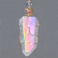 Image 4 of Large Angel Aura Quartz Crystal 14k GF Wire Wrap Pendant