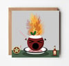 Pudding on fire.