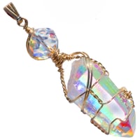 Image 1 of Angel Aura Quartz Crystal 14k Gold Filled Wire Wrap Pendant