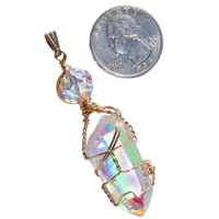 Image 5 of Angel Aura Quartz Crystal 14k Gold Filled Wire Wrap Pendant