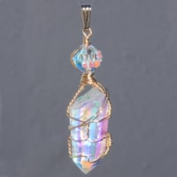 Image 2 of Angel Aura Quartz Crystal 14k Gold Filled Wire Wrap Pendant