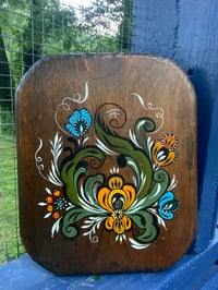 Image 1 of Vintage hand-painted wooden plaque 