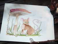 Image 1 of Mushroom Mouse Watercolor Print