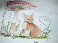 Image 2 of Mushroom Mouse Watercolor Print