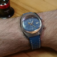 Image 2 of Sicura Memostar Mechanical Alarm  17 Jewels Blue Band