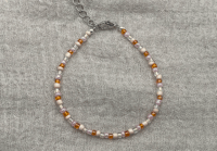 Image 2 of Glass Seed Bead Bracelet (pink, orange, cream, clear)