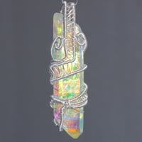 Image 5 of Angel Aura Quartz Crystal Woven Wire Wrap Sterling Silver Pendant