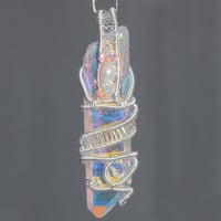 Image 3 of Angel Aura Quartz Crystal Woven Wire Wrap Sterling Silver Pendant