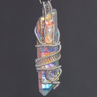 Image 2 of Angel Aura Quartz Crystal Woven Wire Wrap Sterling Silver Pendant