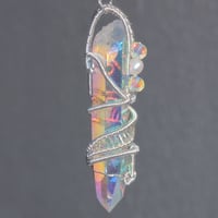 Image 4 of Angel Aura Quartz Crystal Woven Wire Wrap Sterling Silver Pendant