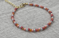 Image 1 of Glass Seed Bead Bracelet (pink, orange, blue)