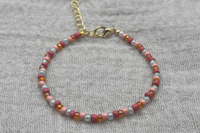Image 2 of Glass Seed Bead Bracelet (pink, orange, blue)