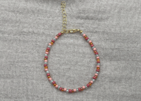 Image 3 of Glass Seed Bead Bracelet (pink, orange, blue)