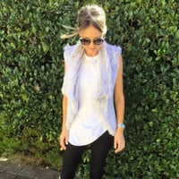 Image 1 of Short Collar Vest - GREY SNOW