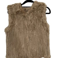 Image 2 of Genuine Fur Round Neck Vest - Camel