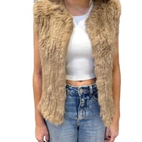 Image 1 of Genuine Fur Round Neck Vest - Camel