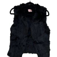 Genuine Fur Round Neck Vest - Black