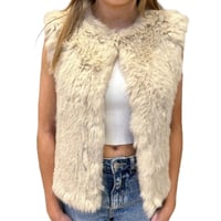 Image 1 of Fur Round Neck Vest - Oatmeal