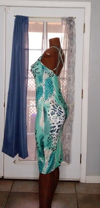 Image 3 of MULTI COLORED LEPORAD PRINT BACKLESS BODYCON DRESS W/SPAGHETTI STRAP 