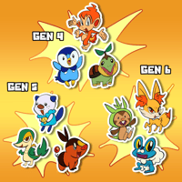 Image 2 of Pokemon GEN 1-9 Starters || Die Cut Stickers