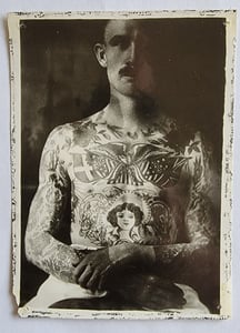 Image of original antique vintage george larson pike kobel tattoo tattooed man photo 5x7