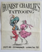 Image of original vintage honest charlie potter sign texas tattoo flash tattooing 10x12