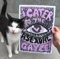 Image 3 of Asexual Gayze! Original A4 Linocut Print 