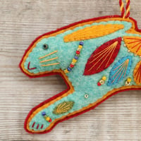 Image 2 of Turquoise Leaping Hare Decoration