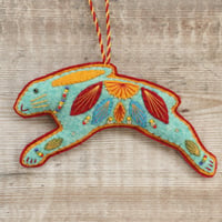 Image 1 of Turquoise Leaping Hare Decoration