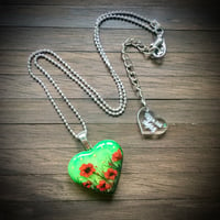 Image 3 of Poppy August Birth Flower Heart Pendant