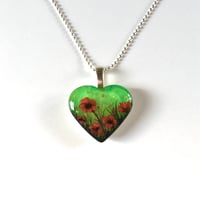 Image 2 of Poppy August Birth Flower Heart Pendant