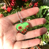 Image 4 of Poppy August Birth Flower Heart Pendant