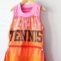 Image 3 of court court neon orange pink racerback 8/10 sleeveless courtneycourtney tennis dress vintage fabric 