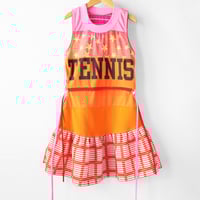 Image 1 of court court neon orange pink racerback 8/10 sleeveless courtneycourtney tennis dress vintage fabric 