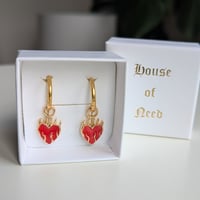 Image 1 of Flaming Heart Earrings