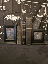 Image 2 of Gothic black BOOKENDS  with real preserved webs - PAIR 