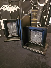 Image 6 of Gothic black BOOKENDS  with real preserved webs - PAIR 