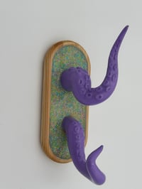 Image 1 of Double lilac tentacles on natural wooden base with pastel sprinkles