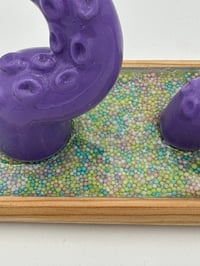 Image 4 of Double lilac tentacles on natural wooden base with pastel sprinkles