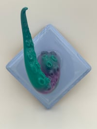 Image 1 of Single Teal and Purple Tentacle on Light blue Square