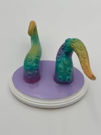 Image 4 of Double Rainbow Tentacle on White and Lilac Oval Base